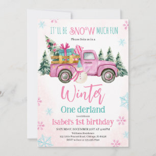 Convite Aniversário Rosa Será Muito Divertido na Neve