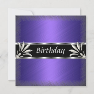 Convite Aniversário Roxo Floral Prata