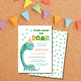 Convite Aniversário Rugido Pisoteio Mastigação Dinossauro 