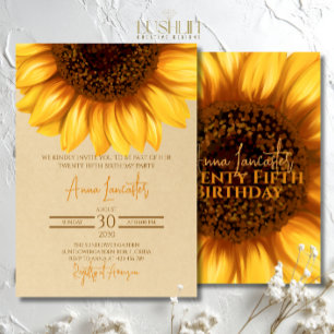 Convite Aniversário Rustic Elegant Sunflower