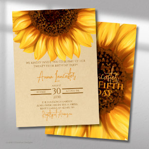Convite Aniversário Rustic Elegant Sunflower