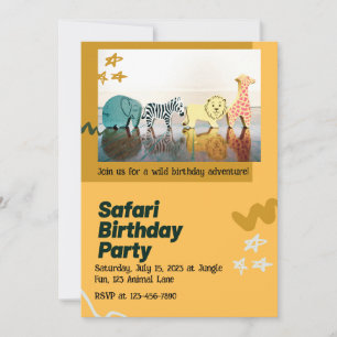 Convite Aniversário Safari Jungle – Aquarela Editável