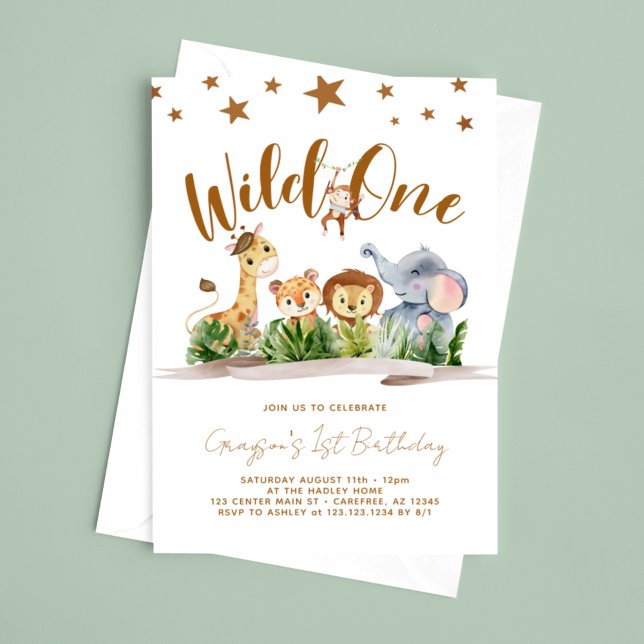Convite Aniversário Safari Wild One 1º (Criador carregado)