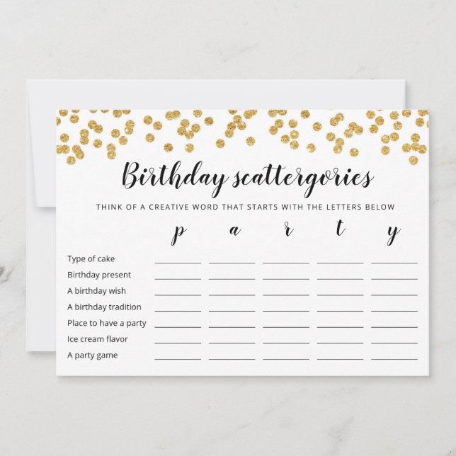 Convite Aniversário - Scattergories - jogo editável (Frente)