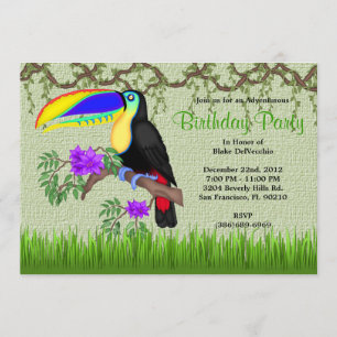 Convite Aniversário Selvagem do Pássaro Tucano BONITO