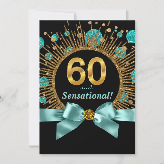 Convite Aniversário Sensacional de 60 anos de uma Mulher (Frente)