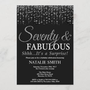 Convite Aniversário setenta do 70 da surpresa e prata