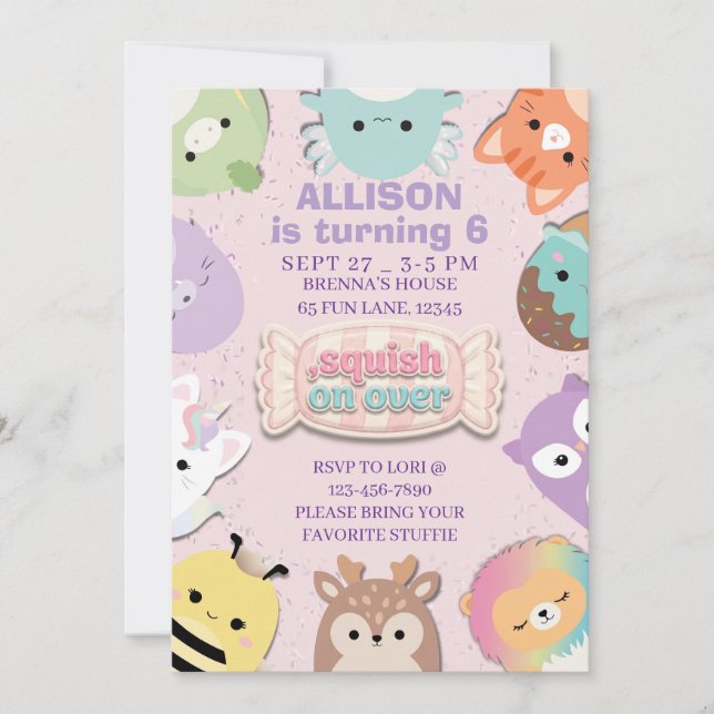 Convite Aniversário Squishmallow (Frente)
