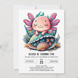 Convite Aniversário submarino do Axolotl Whimsical