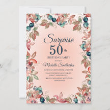 Aniversário Surpresa 50ª Mulher Rosa Teal Floral