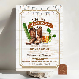 Convite Aniversário Surpresa de Adulto em Espanhol Cowboy