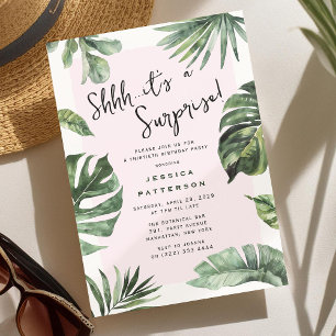 Convite Aniversário Surpresa de Verão Tropical Feminino Ad