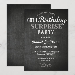 Convite Aniversário Surpresa Rustic Chalk Mens Mulheres C