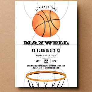Convite Aniversário Tema de Enterro de Basquete Esportivo