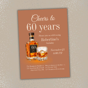 Convite Aniversário Tema Uísque Cheers para Homens de 60 A