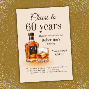 Convite Aniversário Tema Uísque Cheers para Homens de 60 A