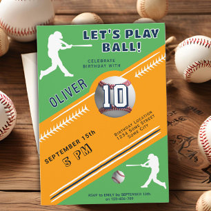 Convite Aniversário Temático de Jogador de Beisebol do Mod