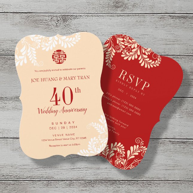 Convite Aniversário tradicional do casamento chinês (Criador carregado)
