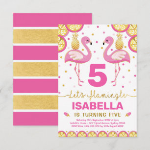 Convite Aniversário Tropical de Verão do Flamingo, Doura