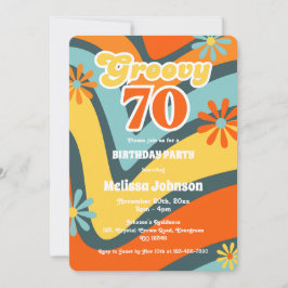 Convite Aniversário Verde da 70 de Groovy da Onda Retrover
