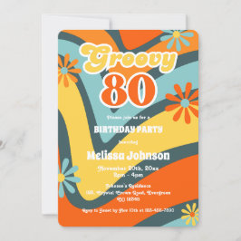 Convite Aniversário Verde da 80 de Groovy da Onda Retrover