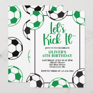 Convite Aniversário Verde e Preto de Futebol