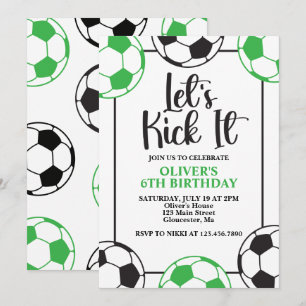 Convite Aniversário Verde e Preto de Futebol