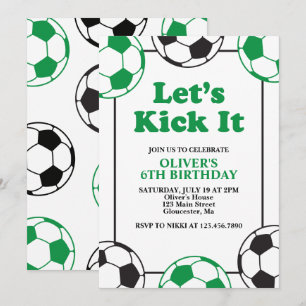 Convite Aniversário Verde e Preto de Futebol