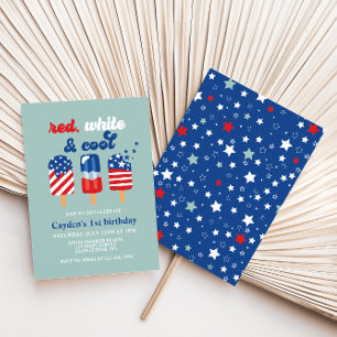 Convite Aniversário Vermelho Branco e Azul de 4 de Julho