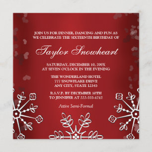 CONVITE ANIVERSÁRIO VERMELHO DO DOCE DEZESSEIS DO FLOCO DE