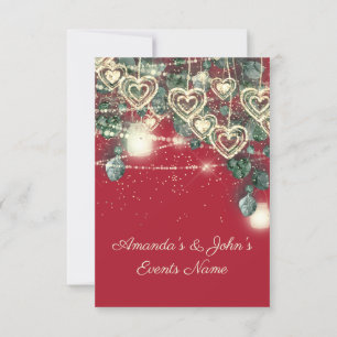 Convite Aniversário Vermelho Dourado de Wood Rustic Casame