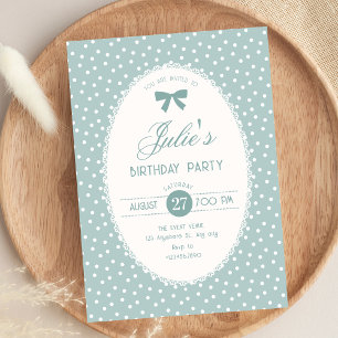 Convite Aniversário vintage em pastel azul