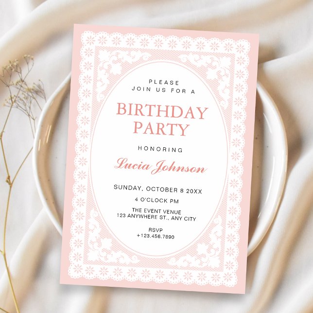 Convite Aniversário Vintage Pink Toile (Criador carregado)