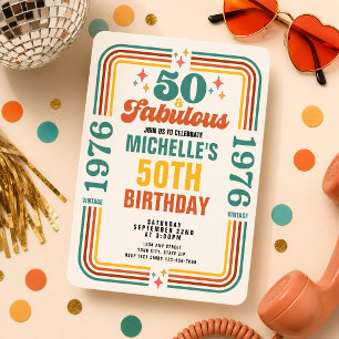 Convite Aniversário Vintage Retro 50 e Fabuloso