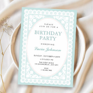 Convite Aniversário Vintage Toile Azul