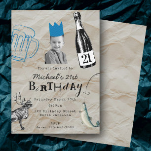 Convite Aniversário Vinte e Um 21 Personalizado com Foto d