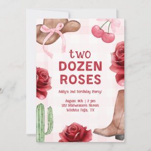 Convite Aniversário Western de Duas Dúzia de Rosas de Meni