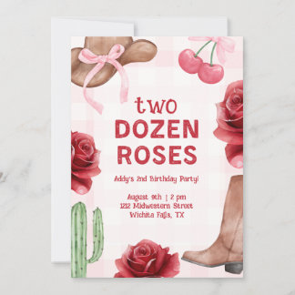 Convite Aniversário Western de Duas Dúzia de Rosas de Meni