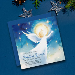 Convite Anjo Azul Fofo Religioso Noite Santa Aquarela