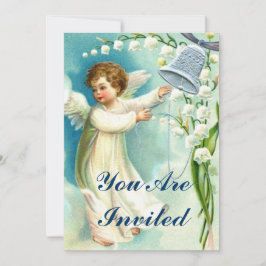 Convite Anjo Bebê Com Bela Azul