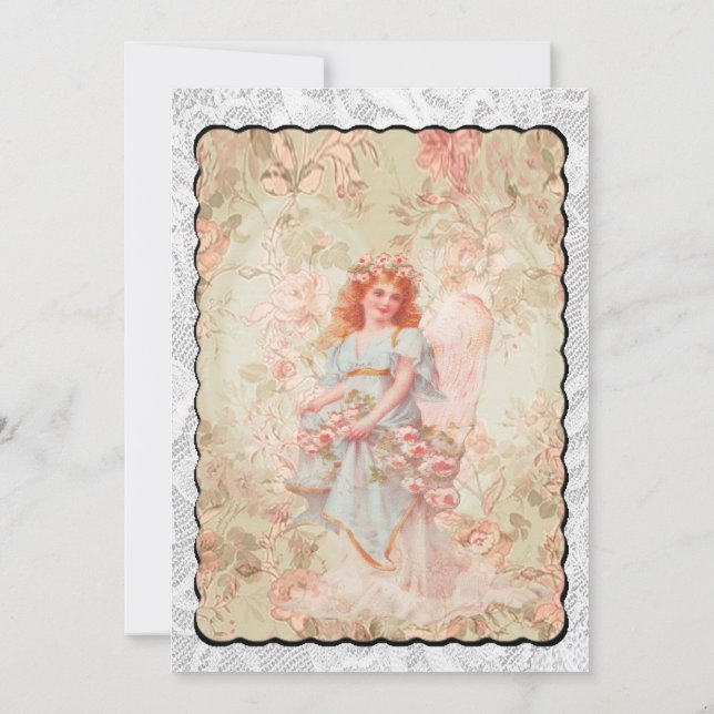 Convite Anjo com flores (Verso)