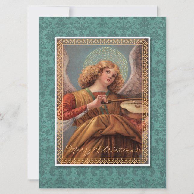 Convite Anjo de Natal com um Violino (Frente)