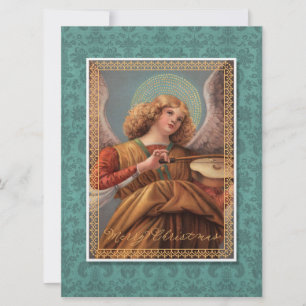 Convite Anjo de Natal com um Violino