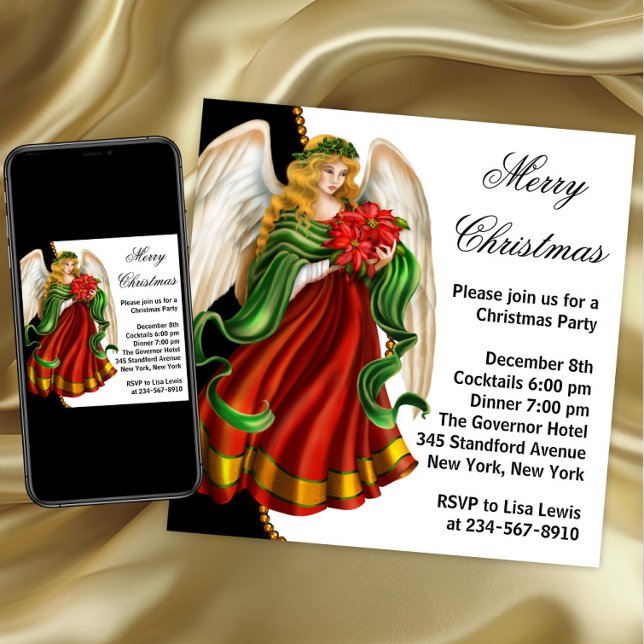 Convite Anjo de Natal Festa de Natal (Angel Christmas party invitation. Any occasion. Download and printed available. )