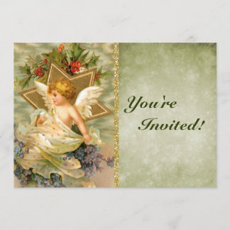 Convite Anjo de Natal Vitoriano Personalizado| Feriado