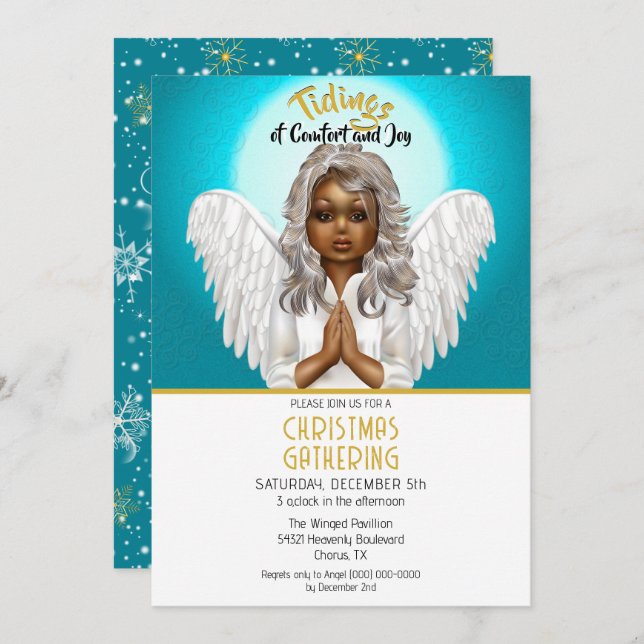 Convite Anjo de oração africano-americana (Frente/Verso)