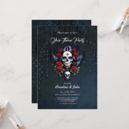Convite Anjo do Crânio de Açúcar com Rosas.
