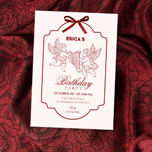 Convite Anjo elegante cupido música aniversário