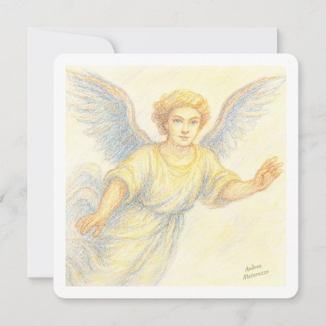 Convite Anjo em voo com um sorriso (Frente)