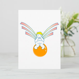 Convite Anjo Querubim Sentado em Esfera Laranja